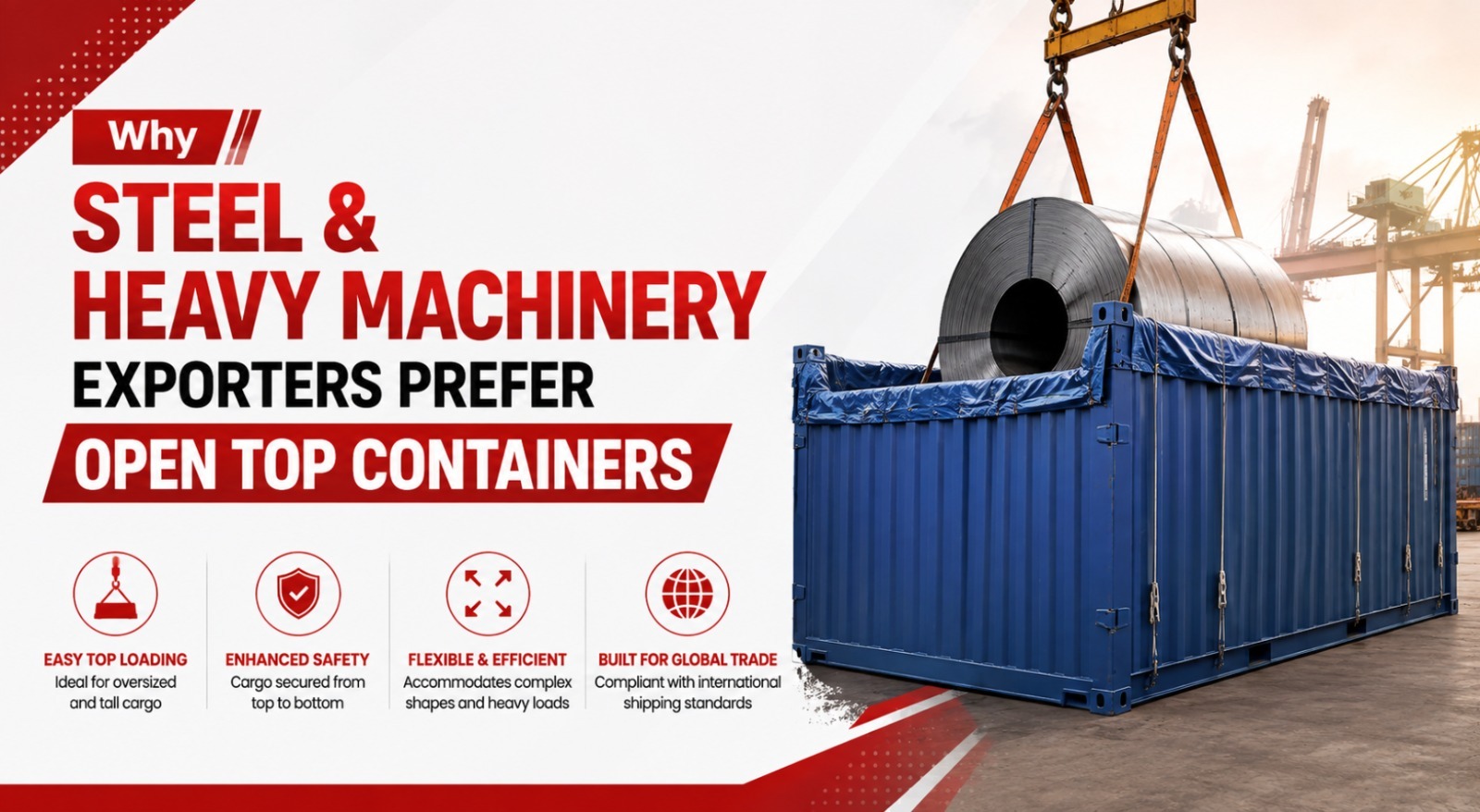 Why Steel & Heavy Machinery Exporters Prefer Open Top Containers