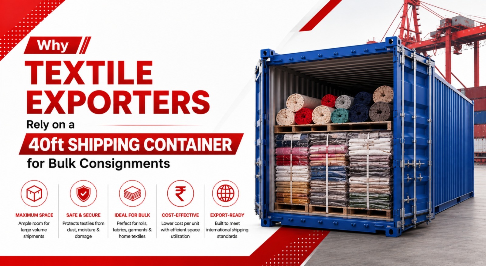 Why Textile Exporters Rely on a 40ft Shipping Container for Bulk Consignments